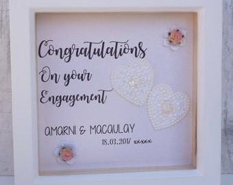 Personalised Engagement gift, Engagement present, Handmade engagement gift, engagement frame, personalised frame, handmade frame