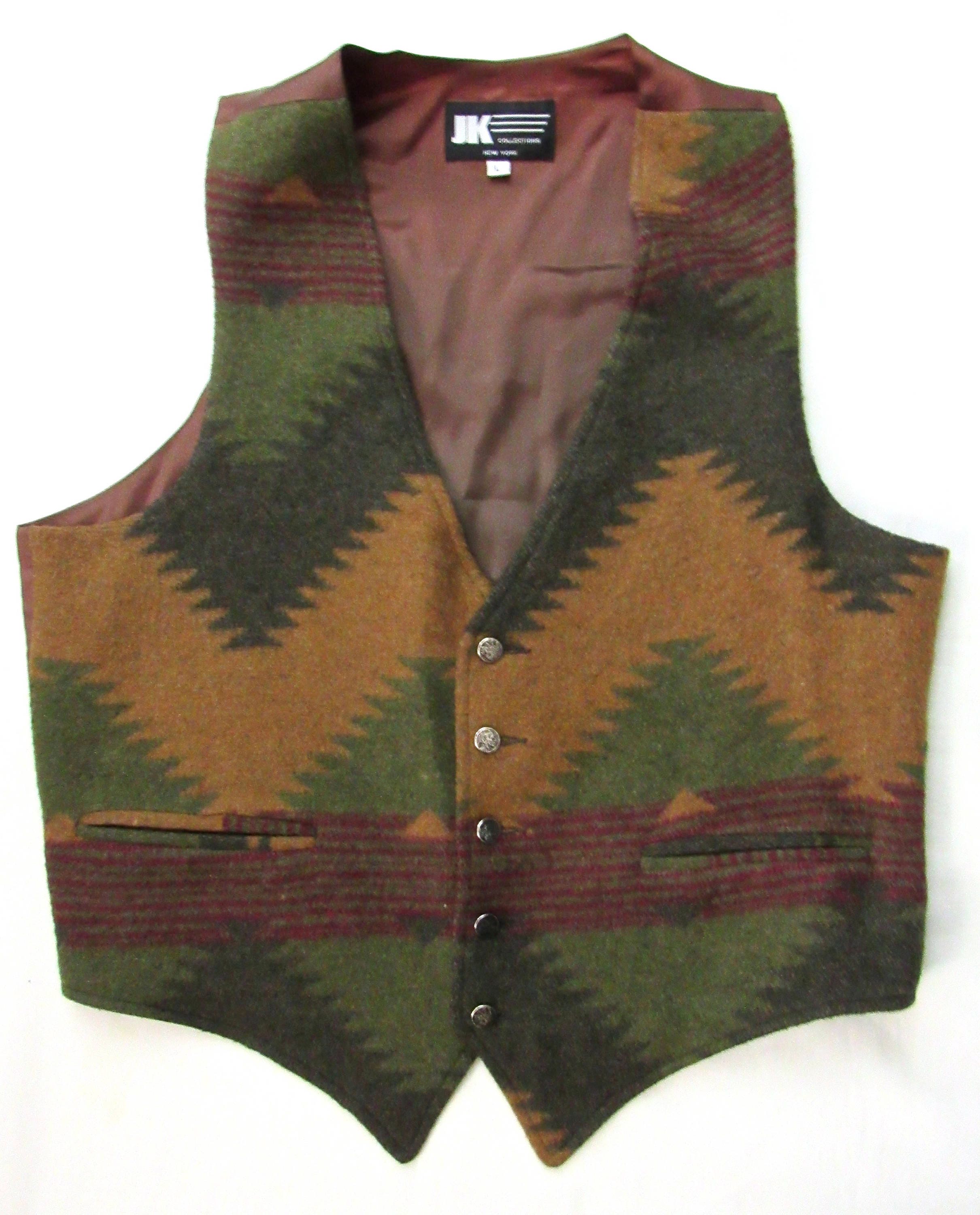 Vintage Wool Pendleton Style Blanket Vest L Southwestern