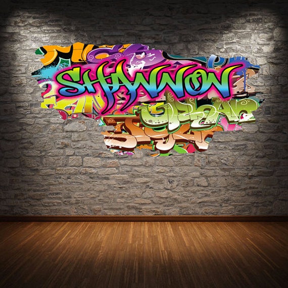 Personalised Custom Graffiti Name Wall Decals Full Colour Wall