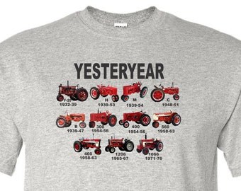 tractor shirt, red tractor shirt, farmall shirt, yesterday shirt, mens shirt, vintage tractor shirt,