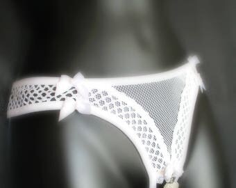 Open String Jewel String Lingerie Seduction White
