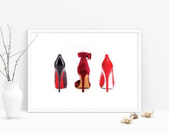 shoes print, PRINTABLE, fashion print, girl room decor, fashion student dorm, dorm, designer heel, wall art, valentino, choo, louboutin