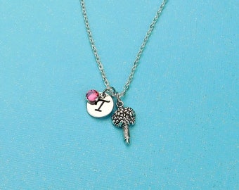 Bridesmaid Necklace, Initial Necklace, Flower Girl Necklace, Bouquet Necklace, Bridesmaid Gift, Wedding Jewelry, Flower Charm Necklace