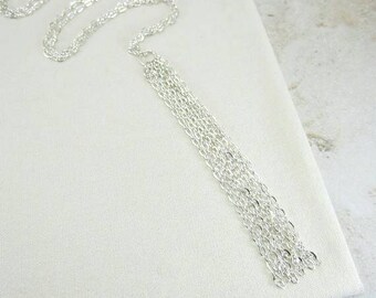 Silver Fringe Necklace, Long Fringe Necklace, Delicate Tassel Necklace, Silver Chain Tassel, Gifts Under 30