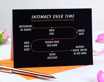 Intimacy Over Time Valentines Card - funny Anniversary card - anniversary card - engagement card - wedding card - funny cards