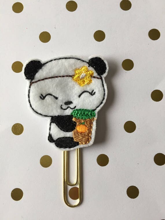Panda With Pumpkin Coffee planner Clip/Planner Clip/Bookmark. Planner Clip. Panda planner clip. Pumpkin coffee planner clip. coffee planner