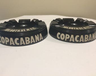 Copacabana NYC bakelite ashtrays - vintage 1950's tobbaciana - iconic Copacobana bar and resturant - Eagle manufacturing usa vintage ashtray
