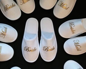 Bridesmaid Gift - Bridesmaid Slippers - Bridal Shower Gift - Personalized Slippers - Bride Slippers - Bachelorette - Ships from the USA