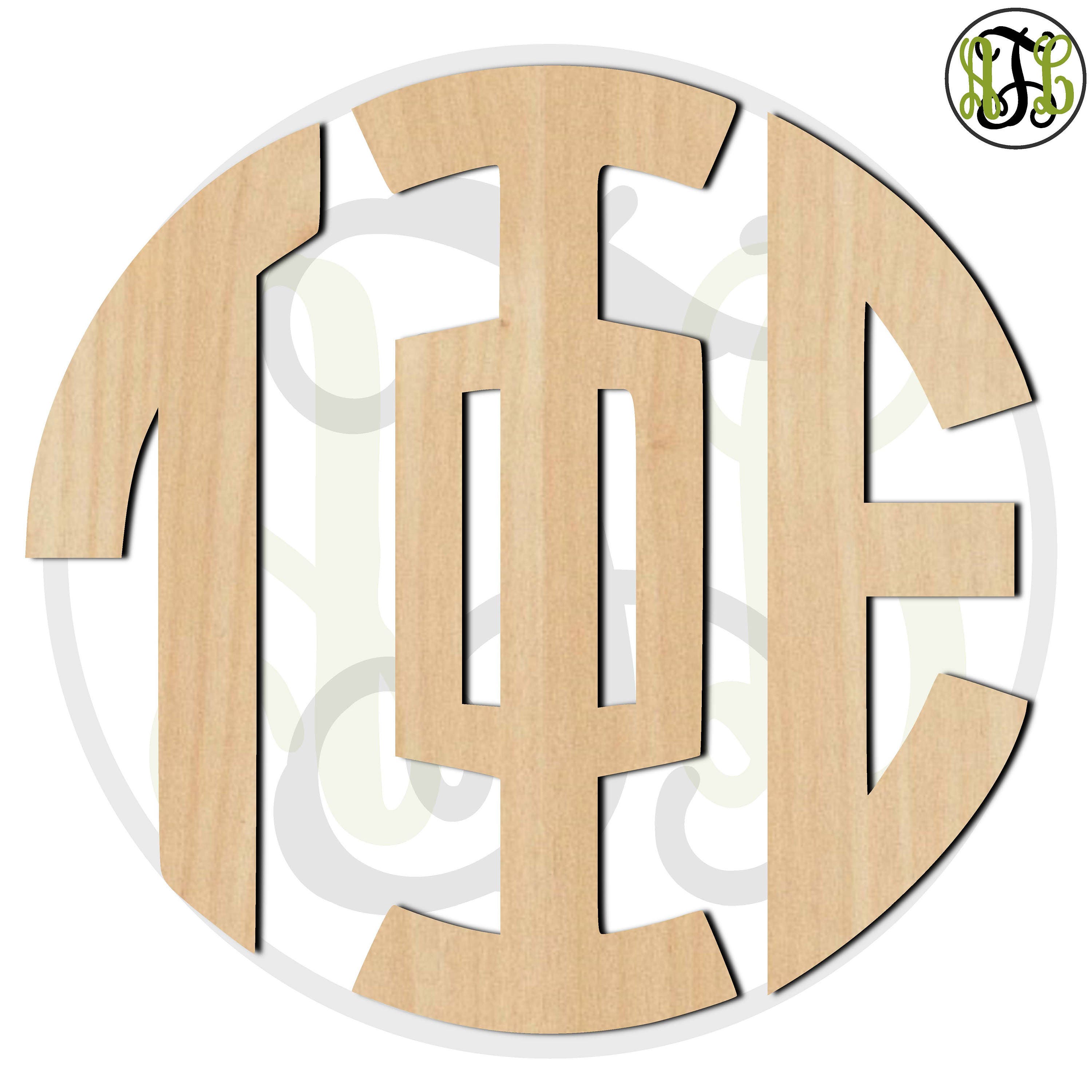 3 Letter Greek Circle Greek Alphabet Unfinished Wood Cutout Wood 