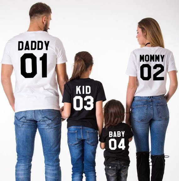 Mommy Daddy Baby 01 Father Mother Daughter Son T-shirt Set