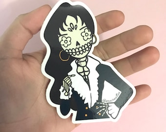 Selena Quintanilla Vinyl Sticker - Dia De Los Muertos / Day of the Dead - "Amor Prohibido" - Laptop Decal -