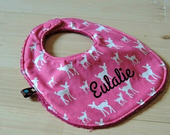 personalized cotton baby bib organic fushia