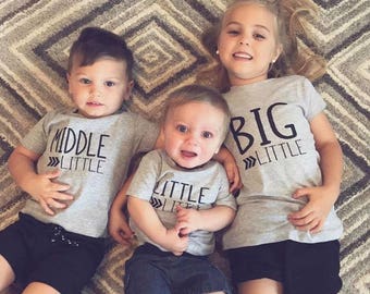 Big, Middle, Little Shirts, Personalized Shirts, Big Brother, Big Sister, Little Brothet Shirt, Matching Shirts