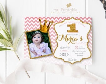 Little Princess Birthday Invitation with Photo / Printable