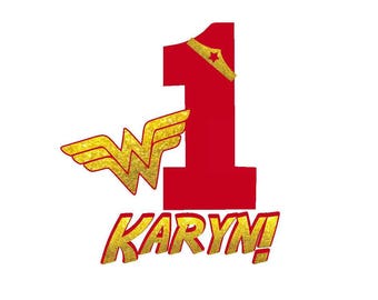 Wonder Woman Decal for Clothing, Super Hero Birthday T Shirt Design, Iron On Transfer Decal For Her, Girl , Ages 1 to 6, One to Six
