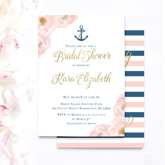 nautical bridal shower invitations yacht party invitations navy