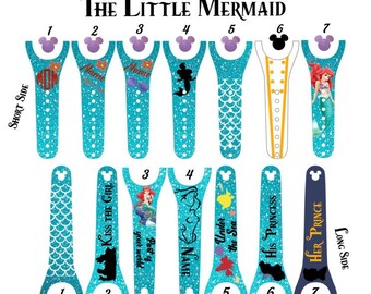 IMPROVED Magic Band 2.0 Decals, Ariel, The Little Mermaid, Princess, prince eric, under the sea, kiss the girl, personalized band
