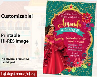 Elena of Avalor, Elena of Avalor invitation, Elena of Avalor party, Rlena of Avalor birthday, Elena of Avalor photo props, princess Elena