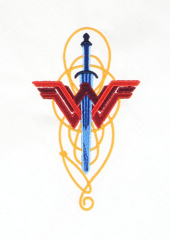 Download Wonder Woman Sword Symbol Lasso 4x4 machine embroidery design