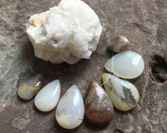 Peruvian opal briolettes, opal beads, smooth opal, colorful opal, muted, bead sampler, variety, mix, sample