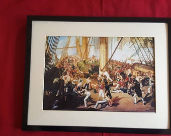 H.M.S. Victory, death of Nelson, 1805, newprint and frame.