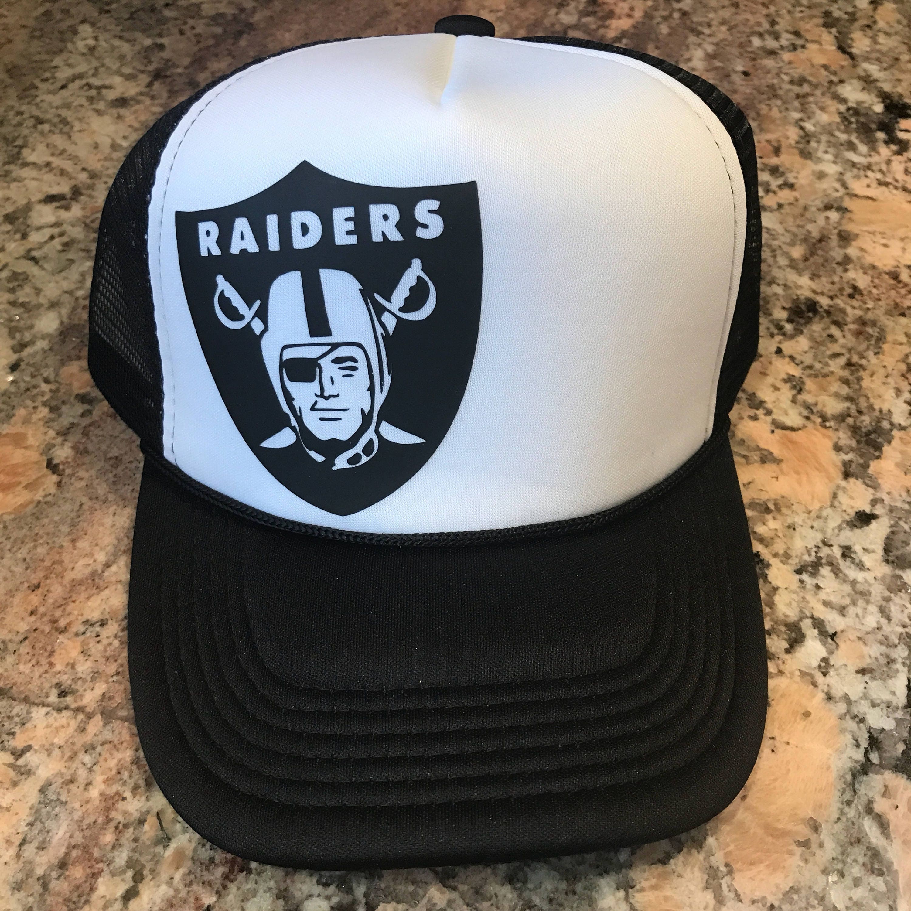 Custom Raiders vinyl trucker hat-Girls football trucker