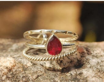 On Sale Natural Pink Tourmaline Ring - Gemstone Ring - Stacking Ring - Gemstone Jewelry - Handmade Jewelry