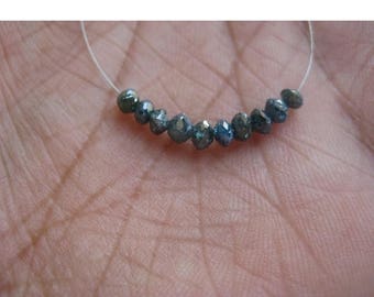 ON SALE 50% 10 Beads Blue Diamonds, Faceted Diamond Beads, Conflict Free Diamonds, Approx 3mm Each