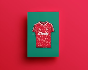 Liverpool FC 1989-91 Home adidas Candy Kit Shirt Illustrated Poster Print | A6 A5 A4 A3