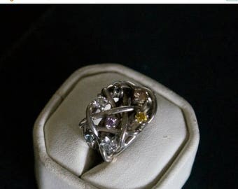ON SALE One of a Kind CZ Silver Ring