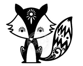 Cute Vintage Fox SVG Cutting File for Silhouette Cameo, Cricut, DXF file, Vintage, Fox, Seventies Style, Boho, Bohemian, Classic