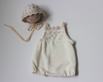 baby 1st birthday outfit, Baby Romper, Baby Girl Romper, lace baby romper, Cake Smash Girl Outfit, Photography Romper, Cream baby Romper