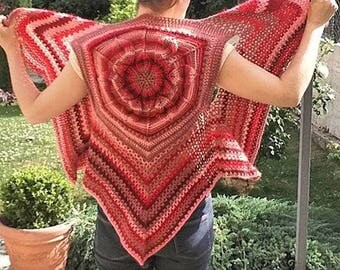 A boho size small-medium crochet shawl