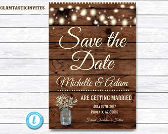 Rustic Save-The-Dates, Printable Rustic Save the Date Postcard, Save the Date, Rustic Wedding, Postcard, Printable Save the Date Template