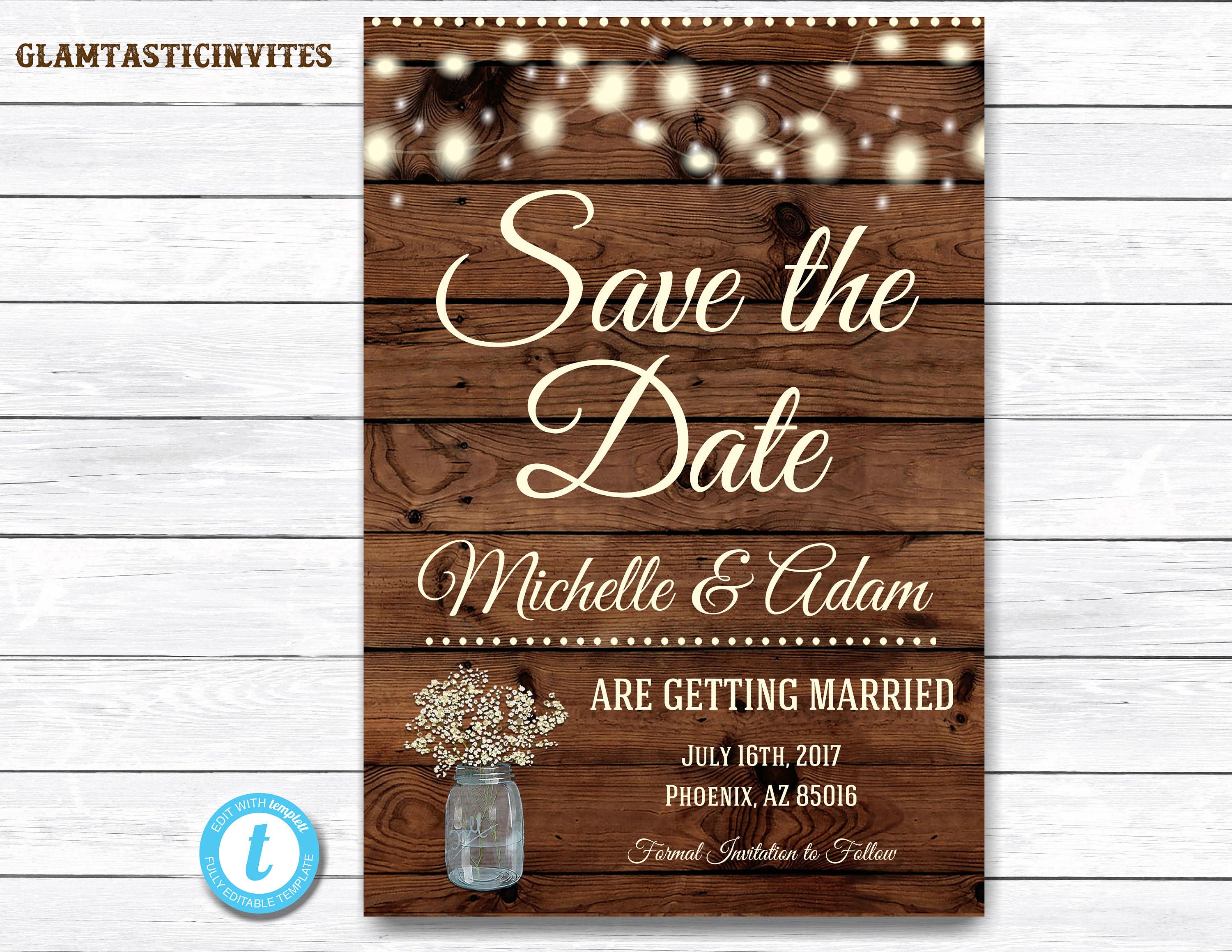 Rustic SaveTheDates Printable Rustic Save the Date