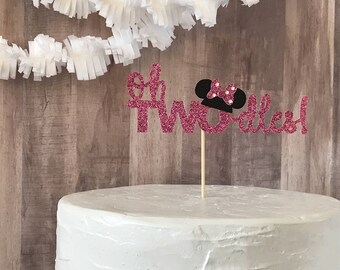 oh twodles minnie mouse cake topper/disney birthday/birthday party/hot pink minnie mouse/