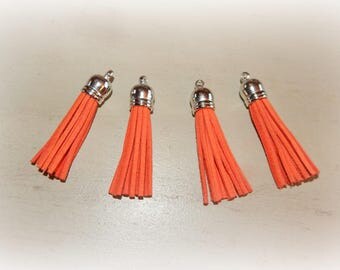 4 58 * 12 mm Orange suede tassels