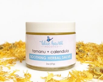 SOOTHING HERBAL SALVE, tamanu + caledula healing balm, 2oz