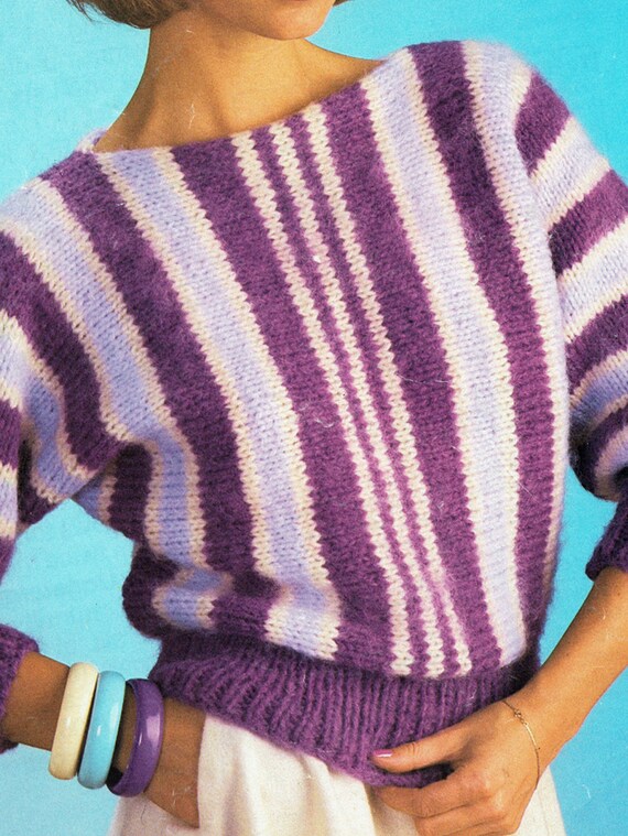 PDF Vintage 1980s Womens Ladies Knitting Pattern Dolman ...