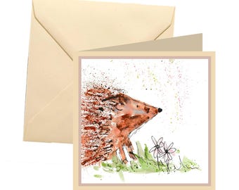 Hedgehog greetings, card blank, card greetings, card, birthday card, hedgehog card, note card, thank you card, hedgehog, wildlife card