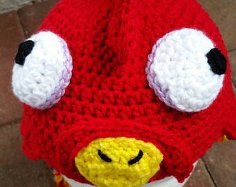 Handmade Crocheted Rooster Hat. Halloween Costume Red Chicken Hat.