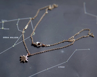 North Star Necklace, Rose Gold Star Necklace, Rose Gold North Star Necklace, Rose Gold Necklace, Boho Galaxy Necklace, North Star Pendant