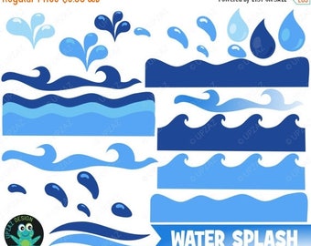 75% OFF SALE Water Wave Clipart, Water Clipart, Ocean Waves Clipart, Commercial Use - UZ0202