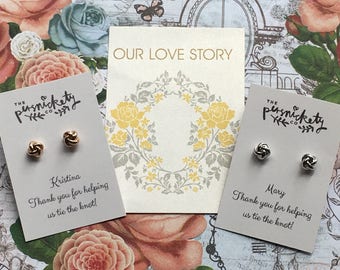 Knot Earrings - Thank You For Helping Us Tie The Knot - Can Be Personalised With Any Name- Rose Gold or Silver