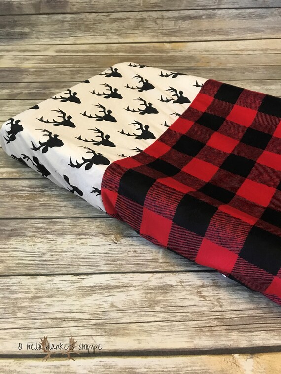 Changing Pad Cover Baby Boy Nursery Buffalo Plaid Deer