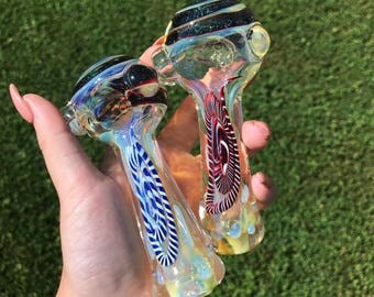 ONE LEFT! Color Changing Dichro Glass Pipe w/ Glitter Swirl Accent