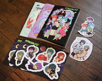 A5 Spaceboyz Zines, Yaoi Zine, Art Zine, Aliens, kawaii, naughty, cute, zine pack