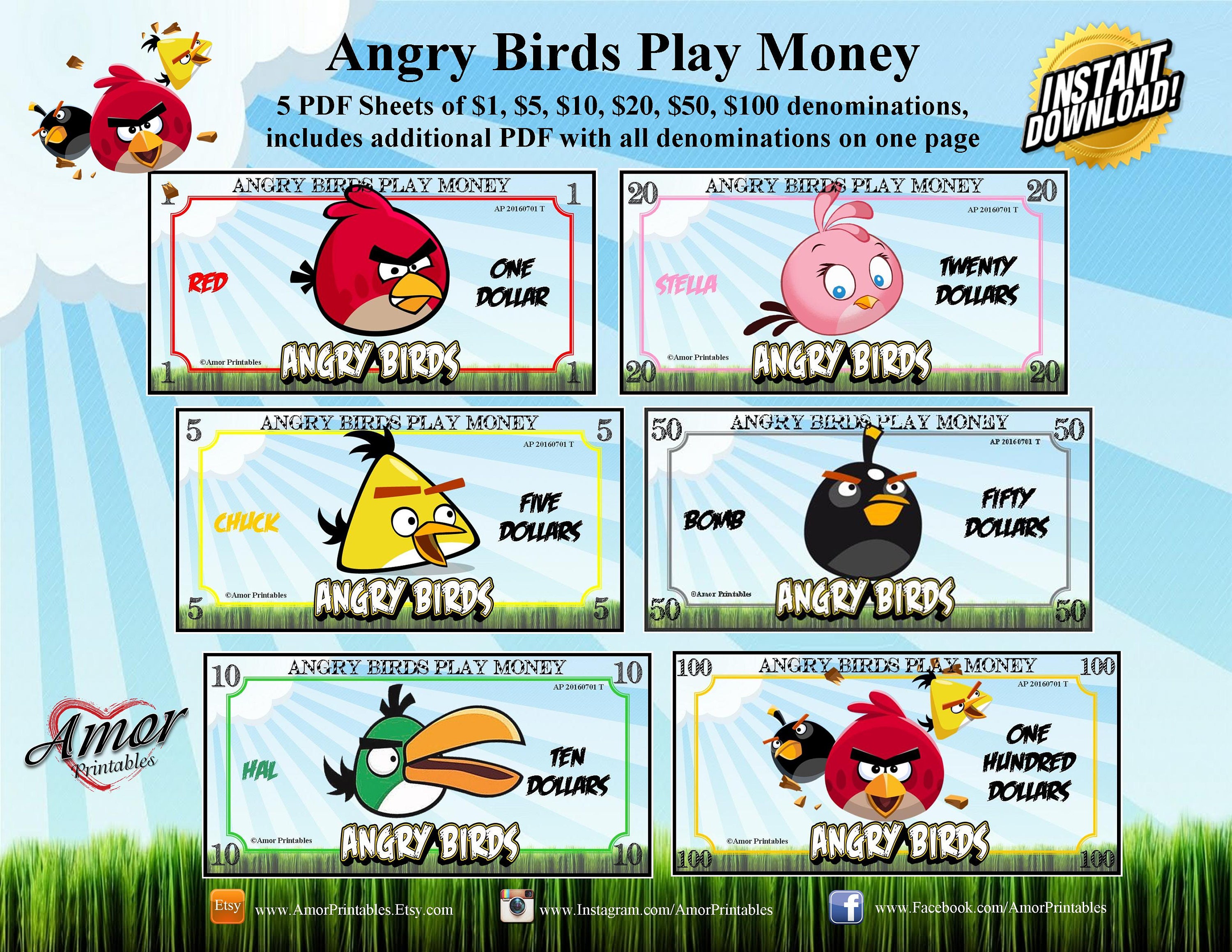 Play Money Angry Birds Angry Birds Party Party Printable
