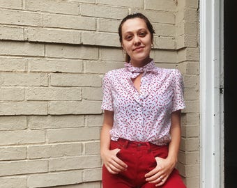 Awesome retro blouse with tie around neck