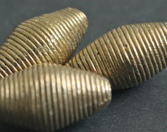 Brass Beads Large African Metal Bi-cone Handmade Ashanti Ghana Lost Wax for Jewelry/Jewellery and Crafts, Stunning!
